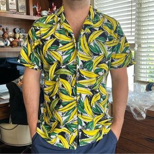 Orlebar Brown terrycloth banana print short sleeve button down. Worn once.